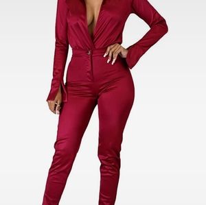Satin Bodysuit & Pants Set